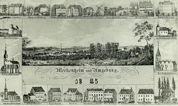 Carte postale reconstituée de la ville de Meckenheim